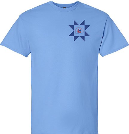 (image for) WQG Logo on the Left Chest of a Carolina Blue shirt